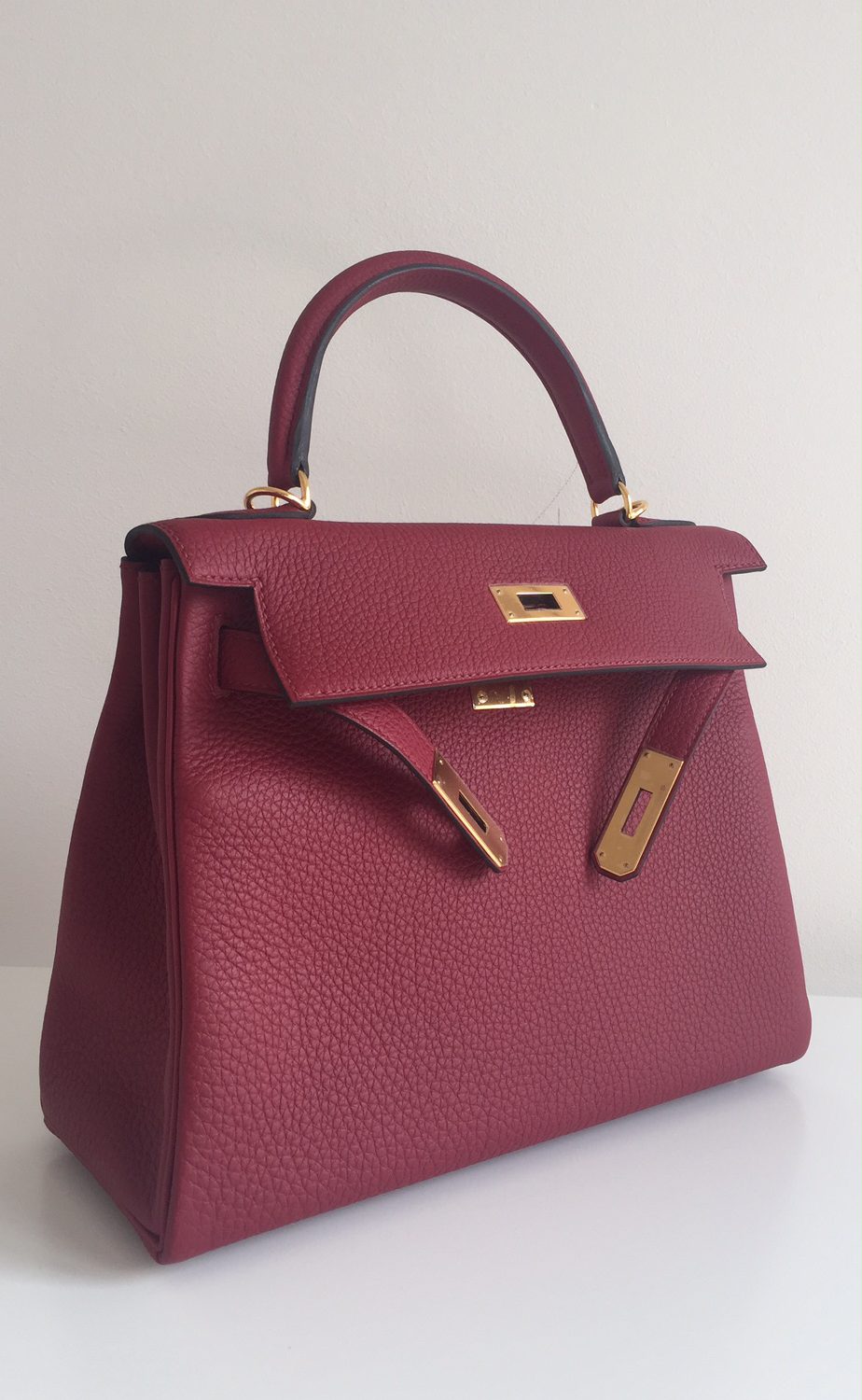 Hermes Kelly 28 Sellier Rouge Grenat Epsom Gold Hardware #C