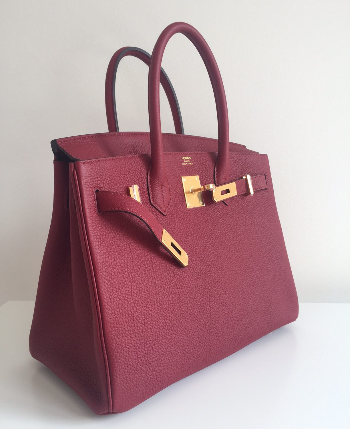 Hermès Birkin 30 In Rouge Grenat Togo Leather With Gold Hardware in Red