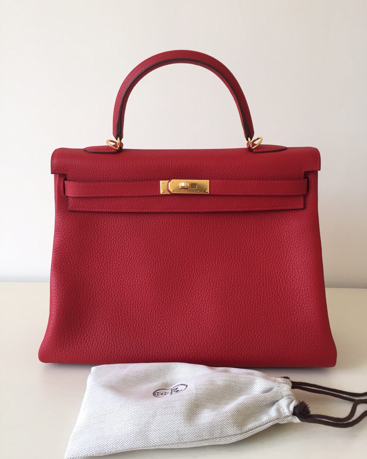 Hermes Kelly 35 Retourn Rouge Casaque Cl mence Gold Hardware X