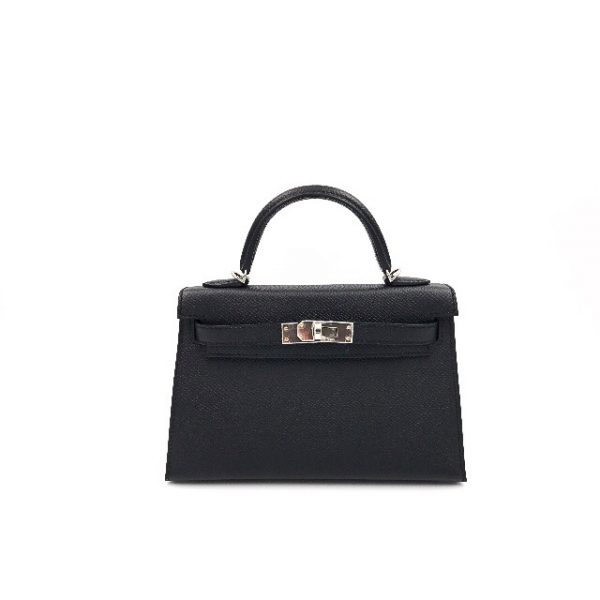 Hermes Kelly 20 Mini Sellier Noir Black Epsom Palladium Hardware