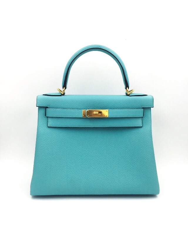 Hermes Kelly 28 Sellier Blue Atoll Tiffany Blue Epsom Palladium Hardware