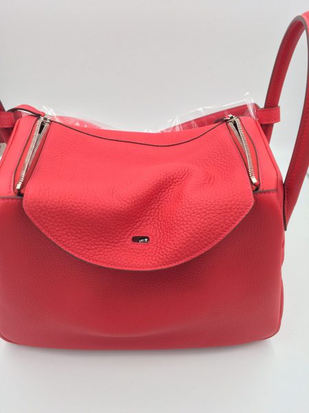 Hermes Lindy 26 (Stamp A 2017) Rouge Casaque Clemence Leather, Gold  Hardware, no Dust Cover