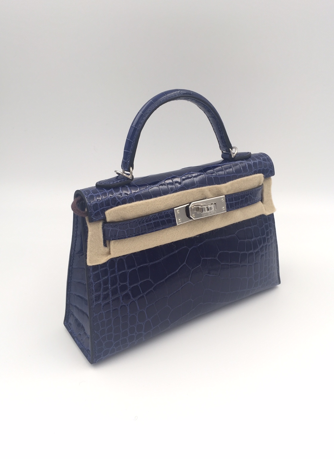 Hermès Kelly 20 Bleu Saphir Sellier Alligator Mississippi Lisse