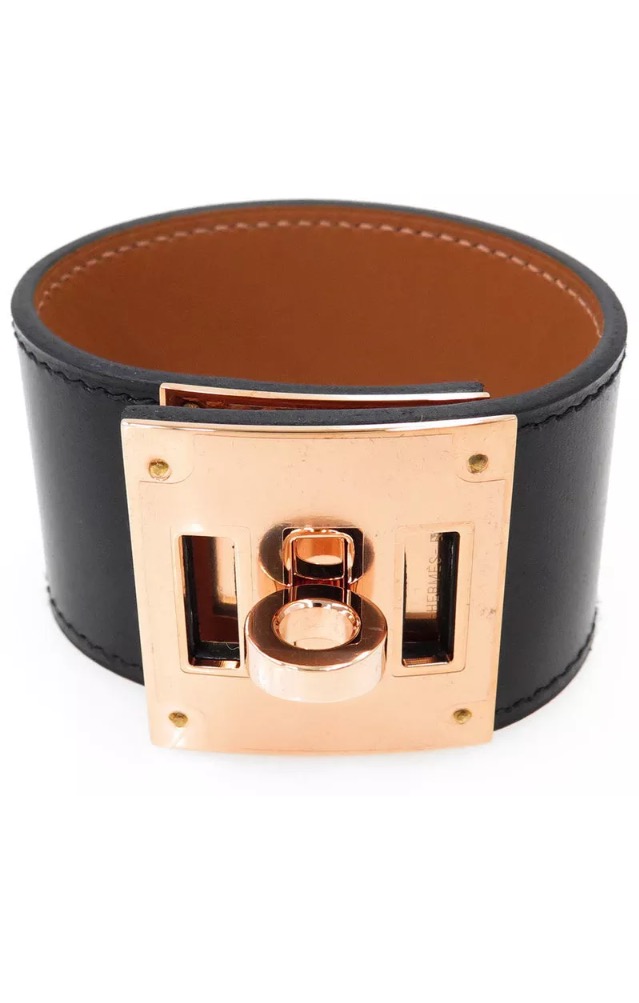 hermes bracelet black gold