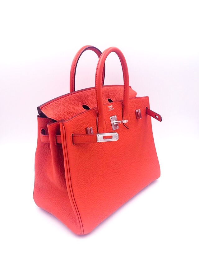 Hermes Birkin Bag 25cm Rouge Casque Verso Togo Palladium Hardware