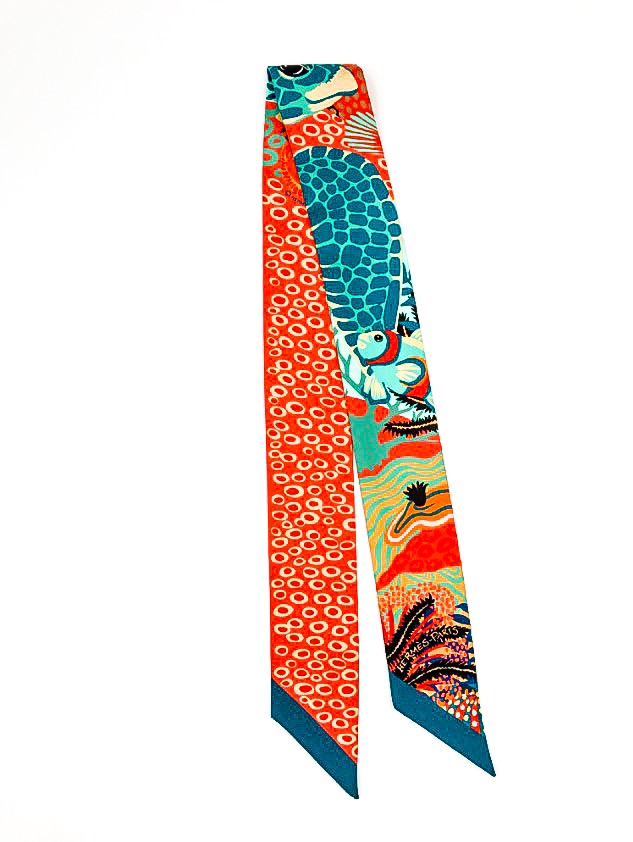 Hermes Silk Twilly Scarf Tie Petrole 