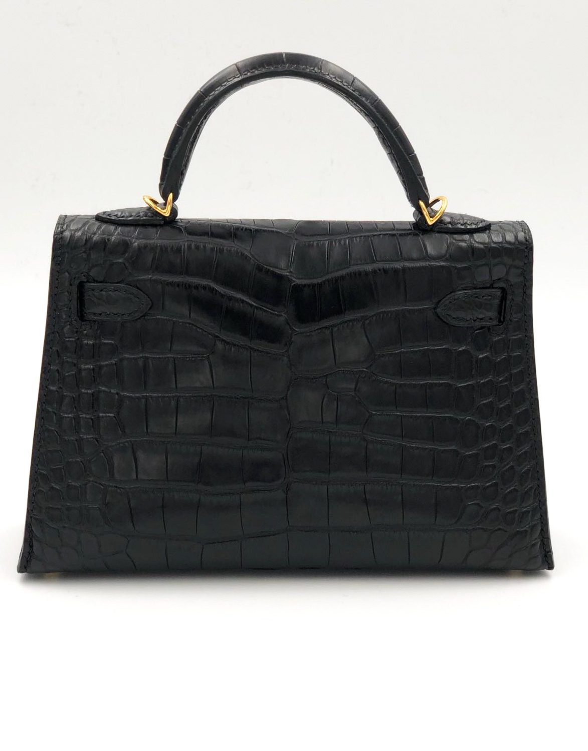 Hermes Kelly 20 Mini Sellier Noir Black Alligator Mat Matte Gold ...