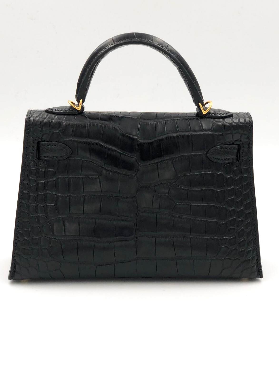 Hermes Kelly 20 Mini Sellier Noir Black Alligator Mat Matte