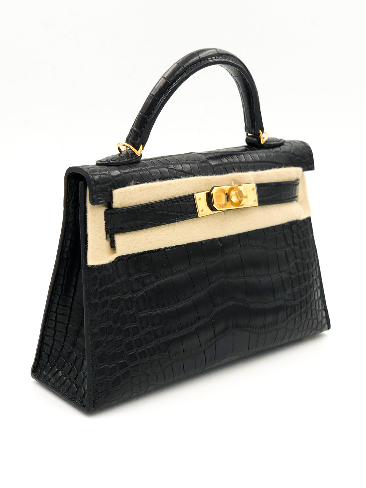 Hermes Kelly 20 Mini Sellier Noir Black Alligator Mat Matte Gold Hardware -  Vendome Monte Carlo