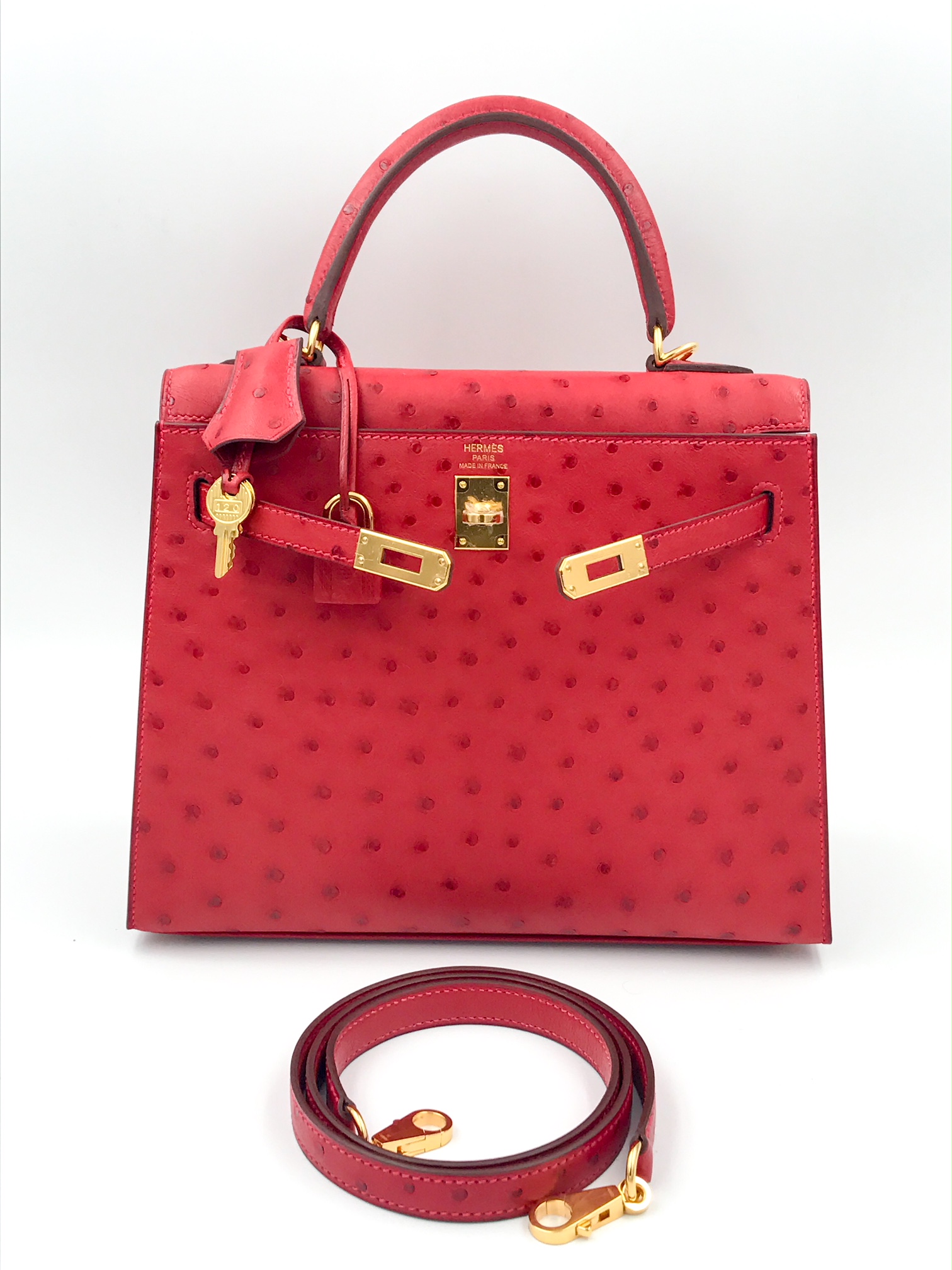 Rare Hermes Kelly 28 Ostrich Bag