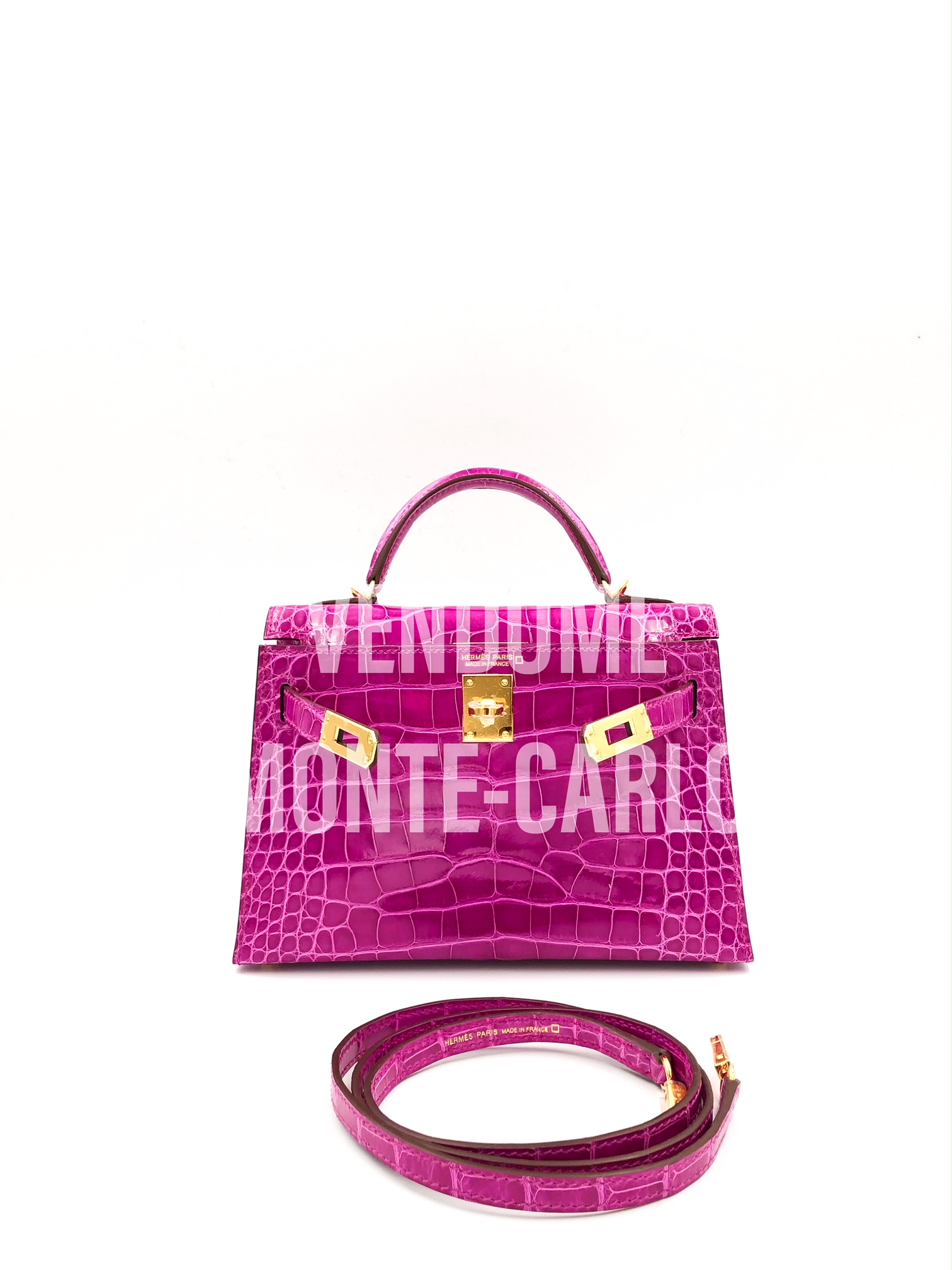 Hermes Kelly Mini Pochette Rose Scheherazade Alligator Lisse (Shiny) Gold  Hardware - Vendome Monte Carlo