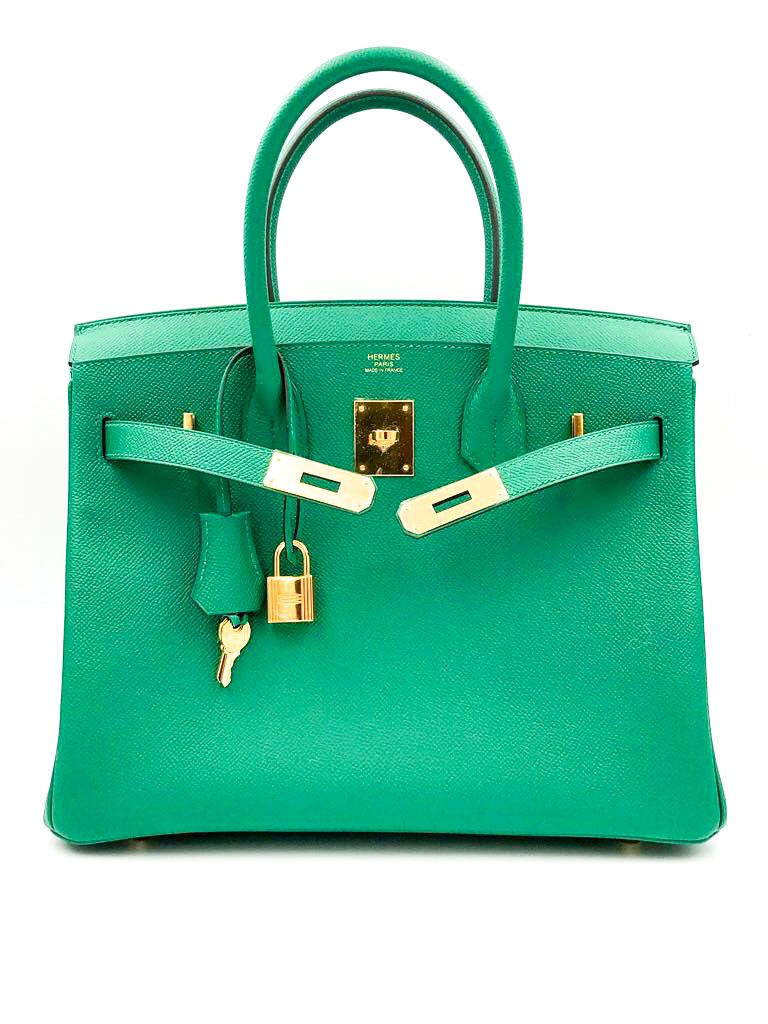 HERMES Birkin 35 Bag in Vertigo Green Ostrich Leather