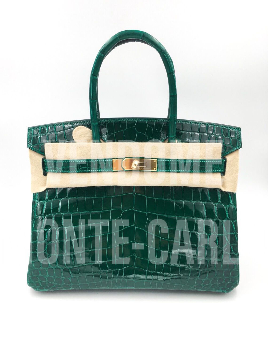 Hermes Birkin 25 Emeraude Emerald Niloticus Lisse Shiny Gold