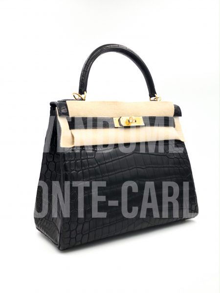 Hermès Bleu Brighton Shiny Porosus Crocodile Kelly Cut PHW, myGemma, CH