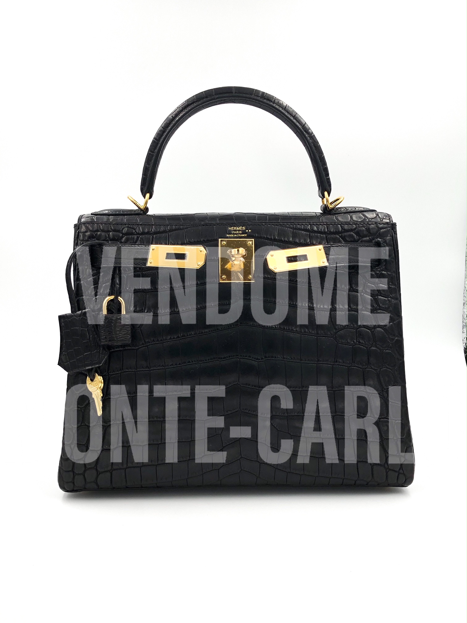 Hermes Kelly Cut Noir Black Niloticus Mat Matte Palladium Hardware #C -  Vendome Monte Carlo