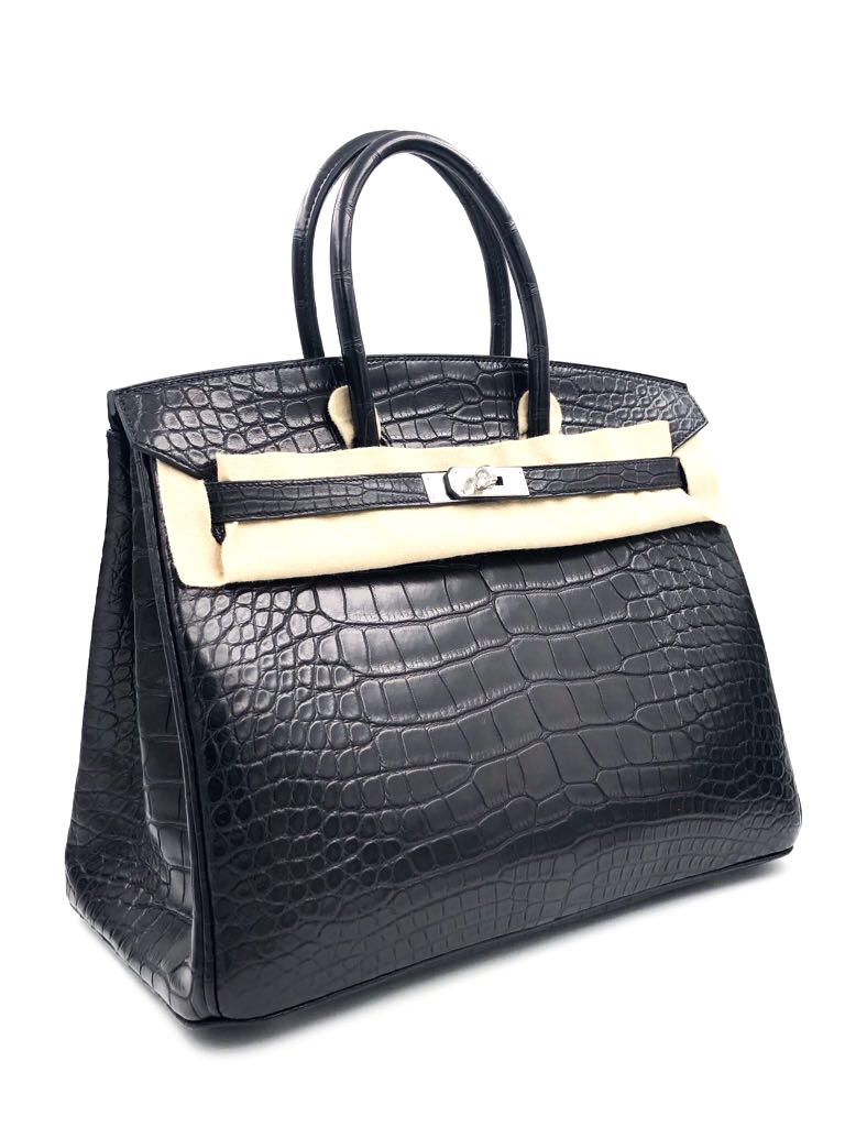 Hermes Birkin 35 Noir Black Autruche Ostrich Palladium Hardware #J -  Vendome Monte Carlo