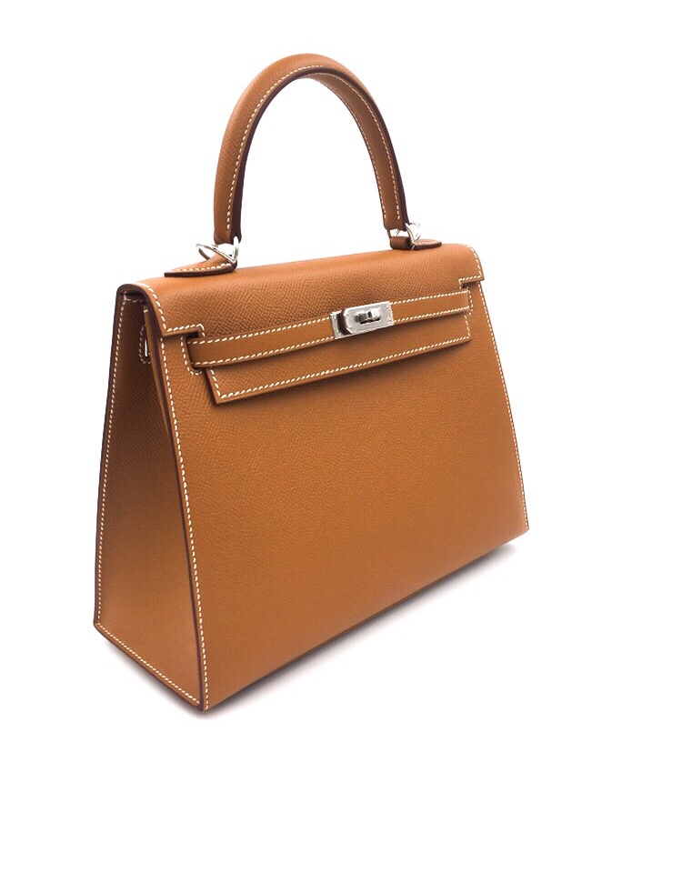 Hermes Kelly 25cm Epsom Calfskin Bag Handstitched Palladium