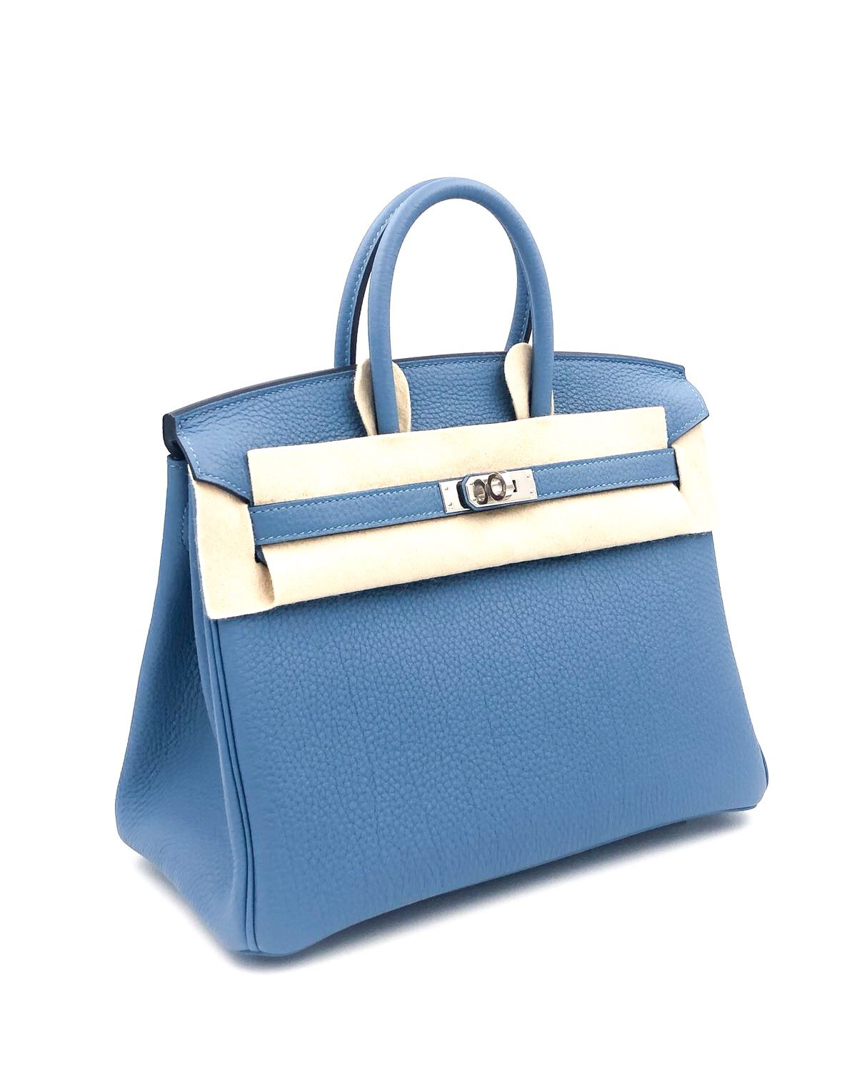 Hermes Togo Leather Birkin Bag 35 Blue Azur