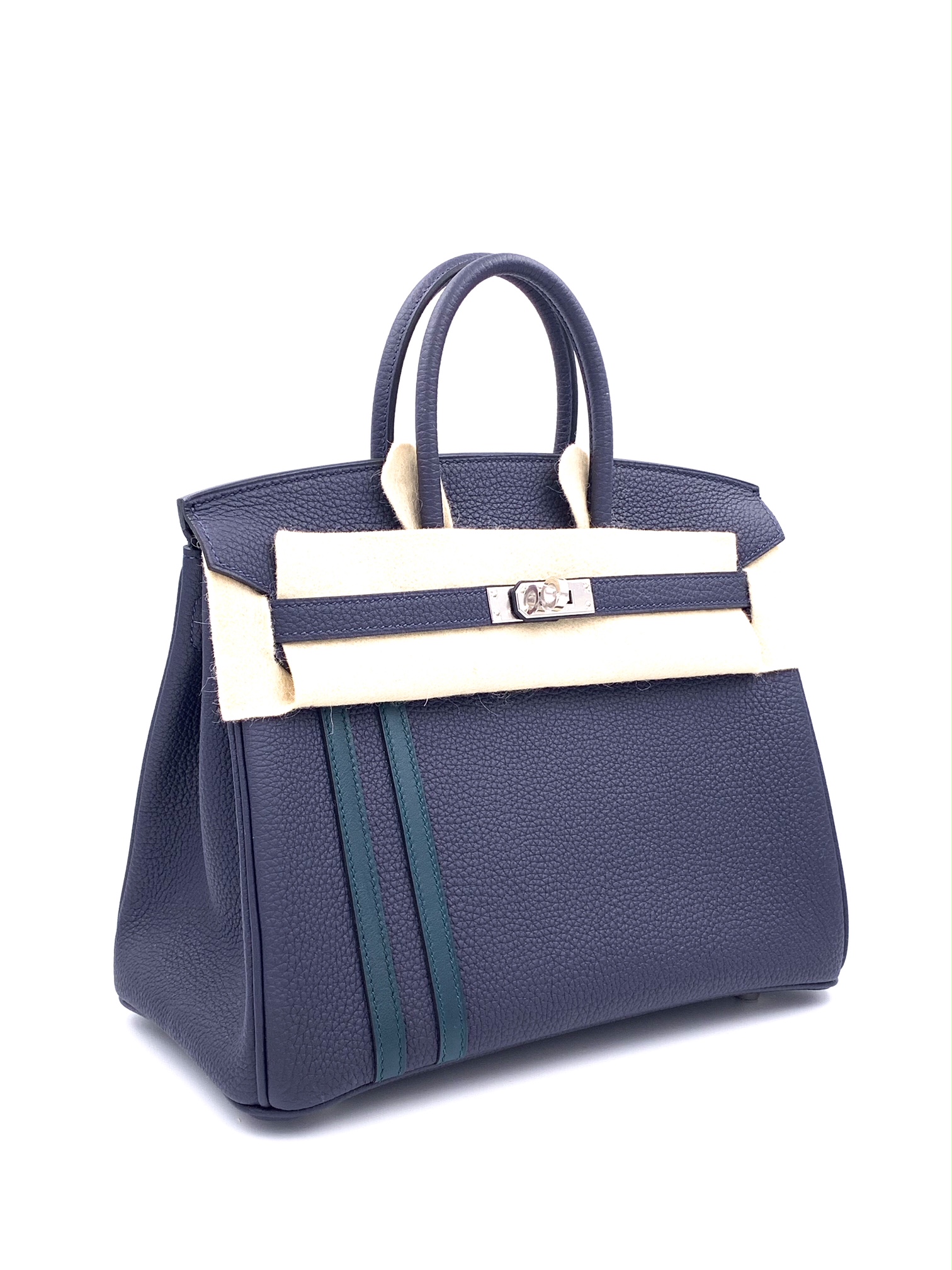 Hermès Birkin 25 Blue Nuit Officier Vert Cyprès Togo with Palladium  Hardware - Bags - Kabinet Privé