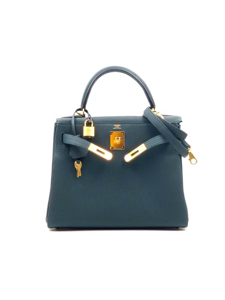 Hermès Vert Cypress Clemence Kelly 28 Retourne Gold Hardware, 2019