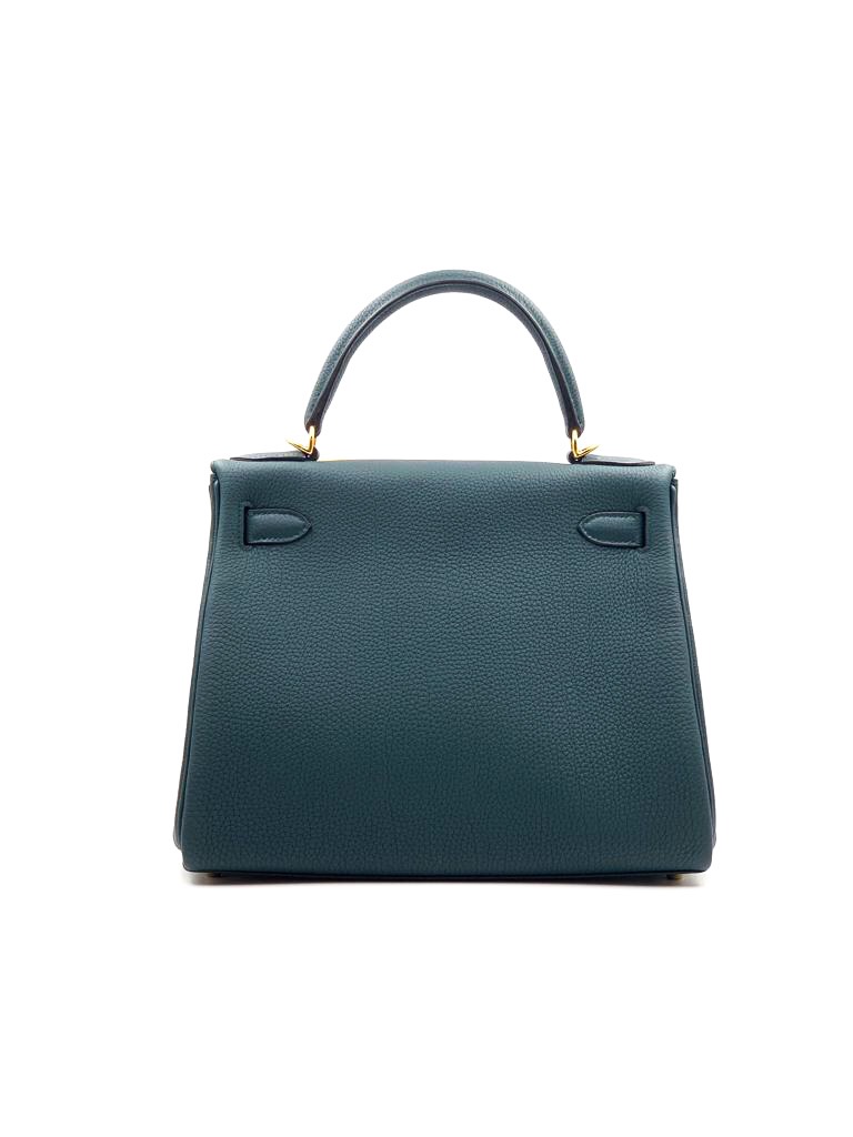 HERMES green Vert Cypress leather and crocodile KELLY 28 TOUCH Bag w Gold  For Sale at 1stDibs