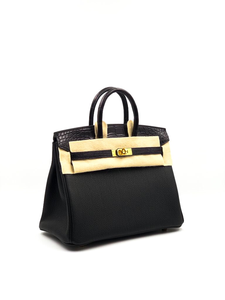 Hermes Birkin 25 Touch Black Togo/Matte Alligator Gold Hardware - Vendome  Monte Carlo