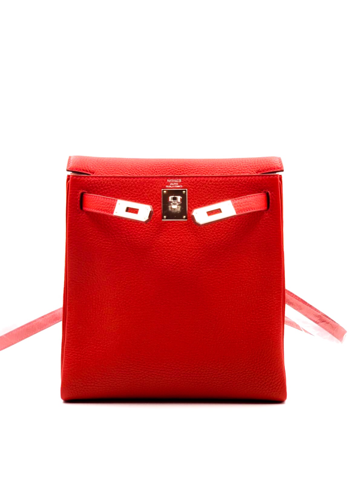 NEW & RARE Hermes Paris KELLY ADO II Backpack Rouge Casaque Red  Clemence