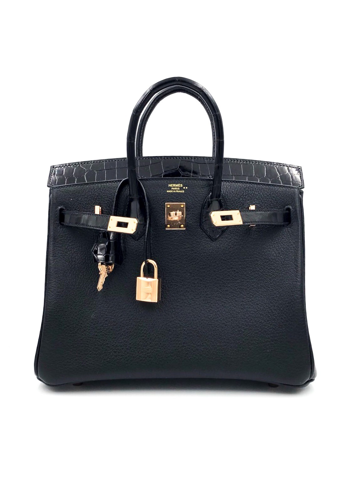 Hermes Birkin 25 Touch Noir (Black) Novillo/Niloticus Lisse (Shiny) Gold  Hardware - Vendome Monte Carlo