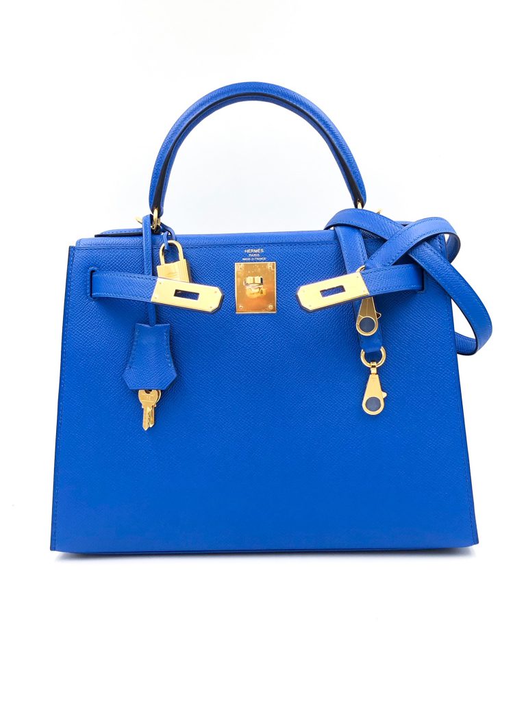 Hermes Kelly 28 Sellier Bleu Zellige Epsom Gold Hardware #C - Vendome ...