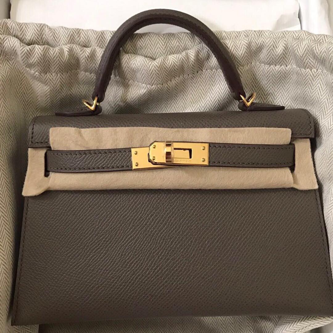 Hermes Kelly 20 Mini Sellier Etain 