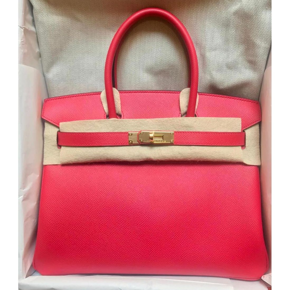 Hermes Birkin 35 Clemence Bougainvillea