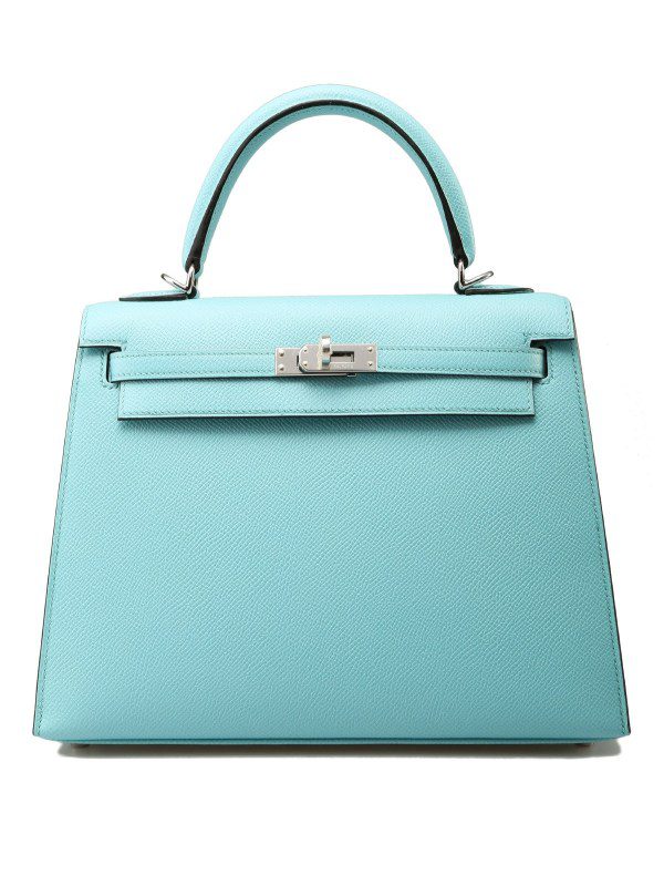Hermes Kelly 25 Sellier Bleu Atoll Epsom Palladium Hardware T