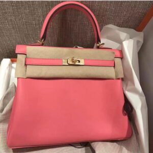 Hermes Kelly 28 Rose Rouge Vif Togo Gold Hardware - Vendome Monte Carlo