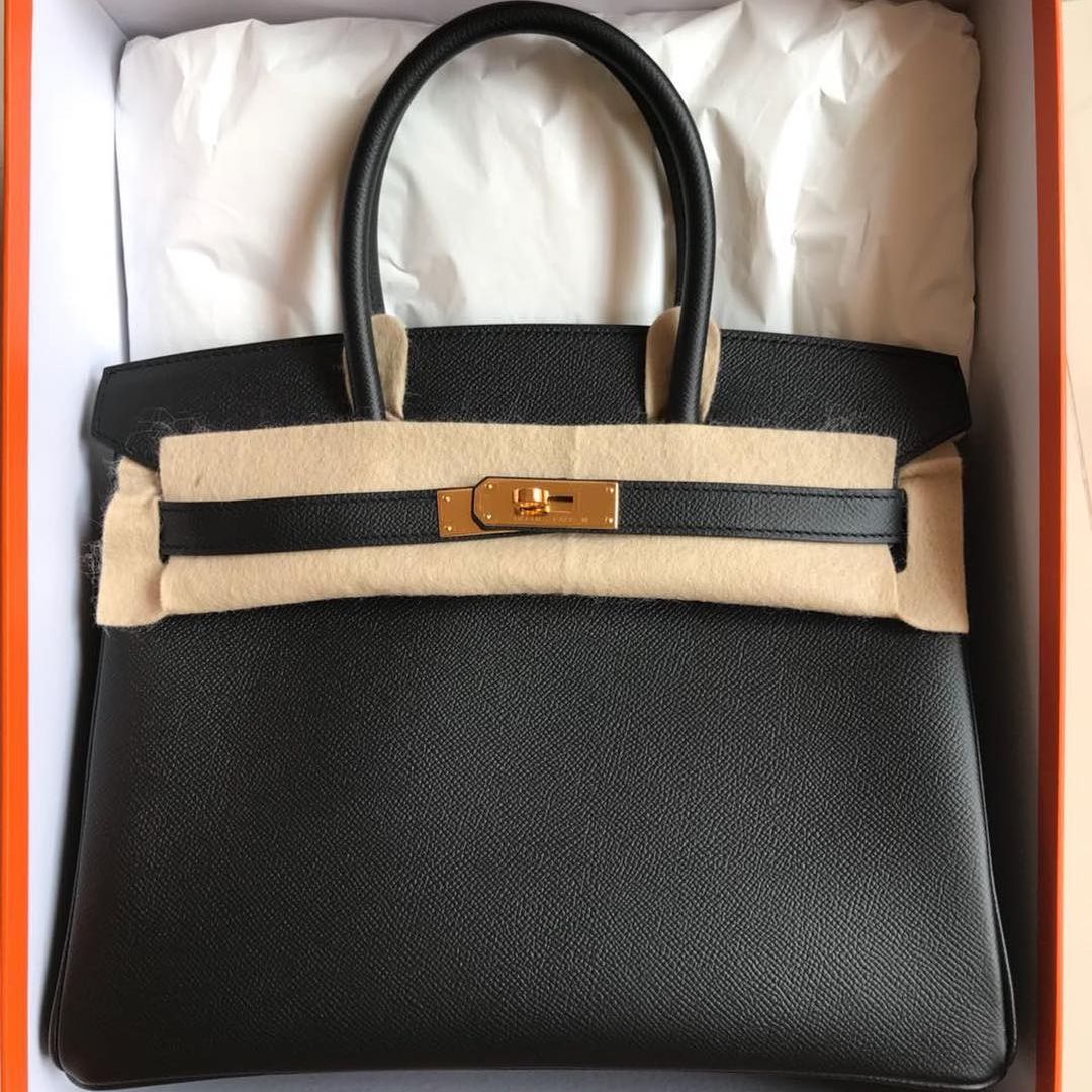 Hermes Birkin 30 Noir Black Epsom Gold Hardware #D - Vendome Monte