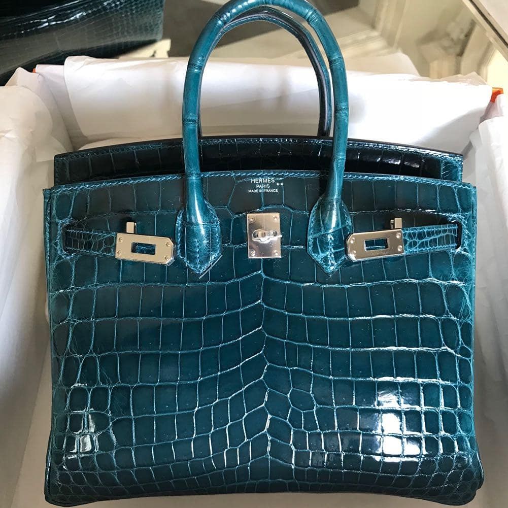 Hermes Birkin 30 Bleu Colvert Porosus 