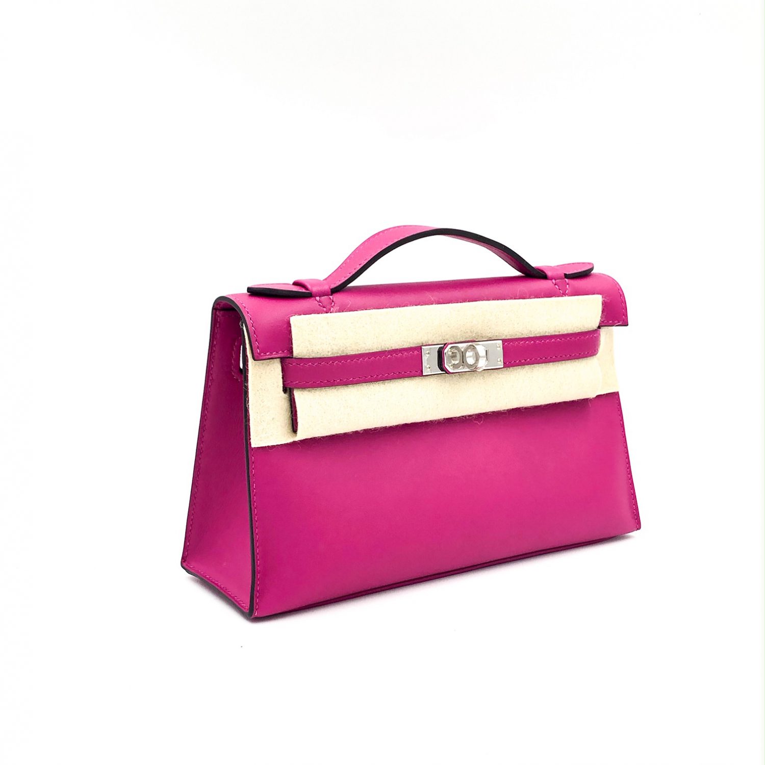 Hermes Kelly Mini Pochette Bag Epsom Leather Palladium Hardware In Pink