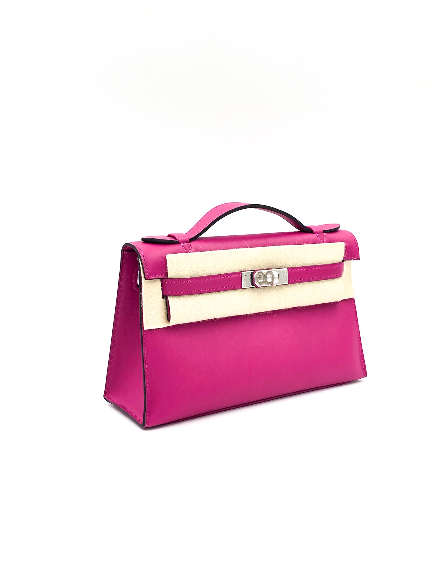 Hermes Kelly Pochette Rose Pourpre Swift Palladium Hardware - Vendome Monte  Carlo