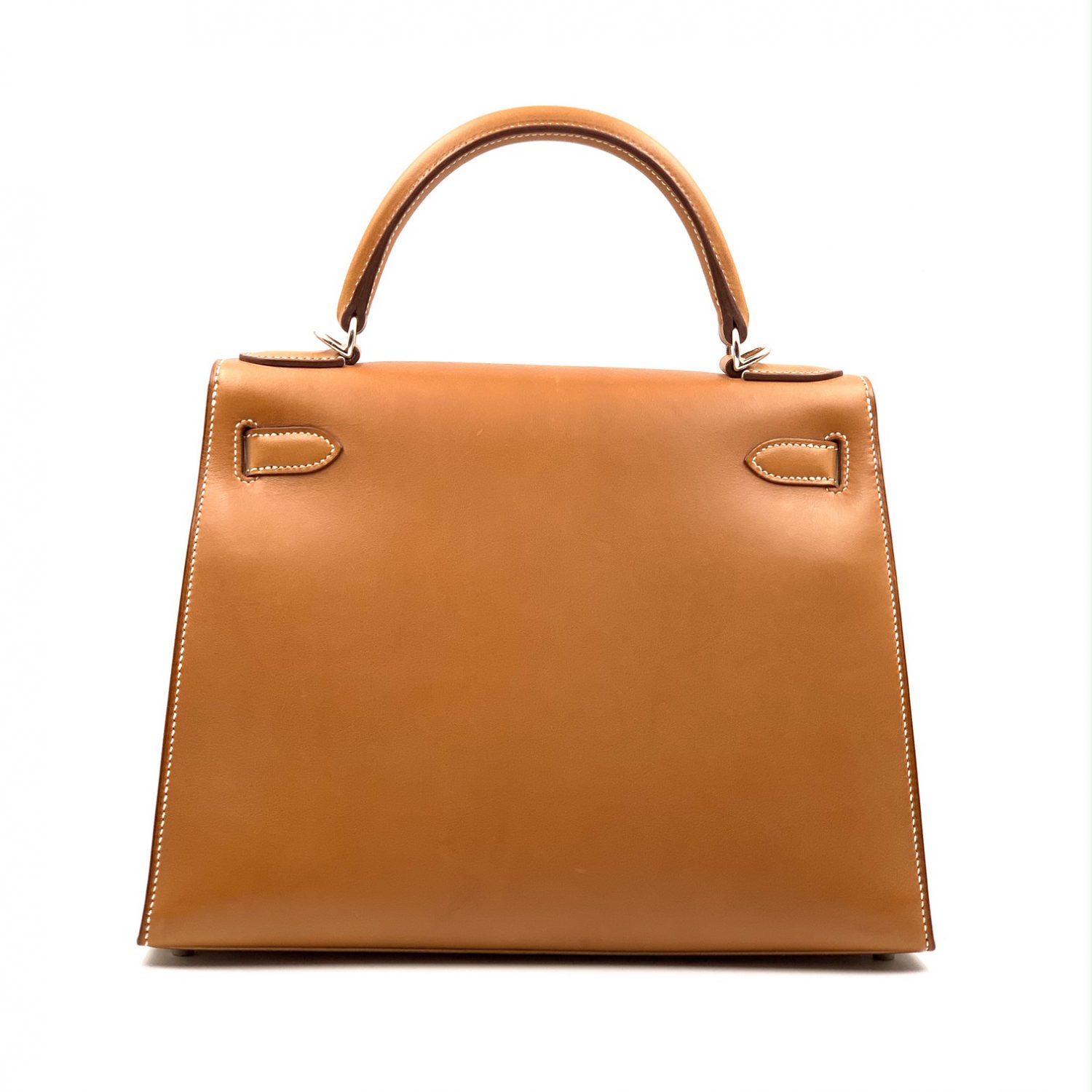 Hermes Kelly 28 Sellier Natural Barenia Palladium Hardware #C