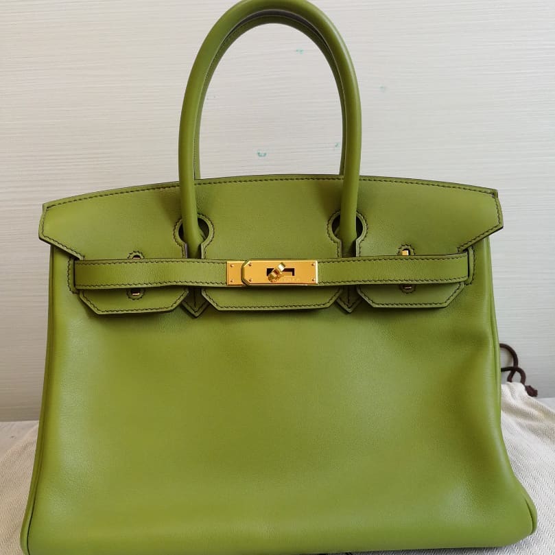 Hermes Birkin bag 30 Anis green Togo leather Gold hardware