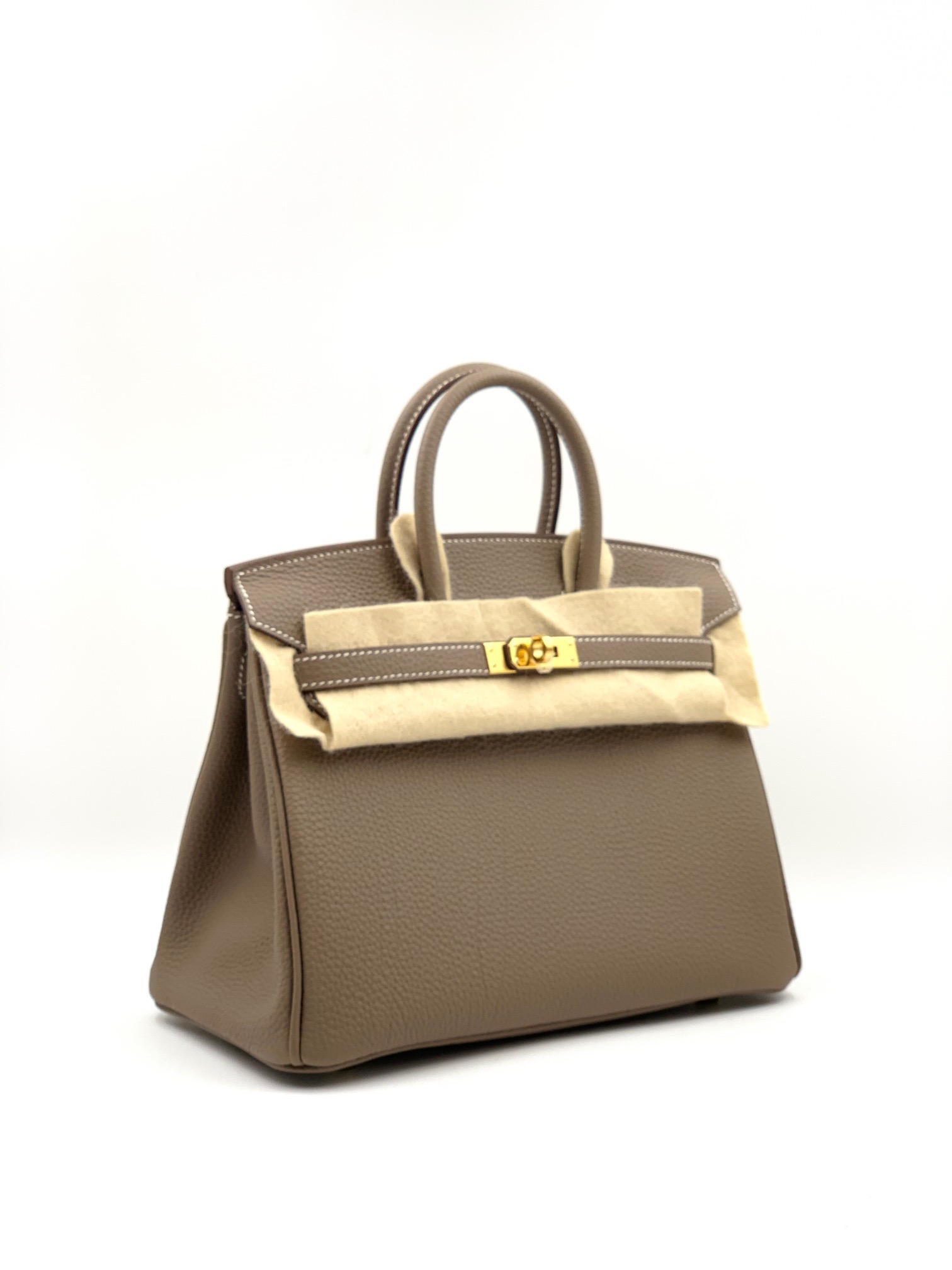 Hermes Birkin 25 Bag Etoupe Togo Gold Hardware Neutral Perfection •  MIGHTYCHIC • 