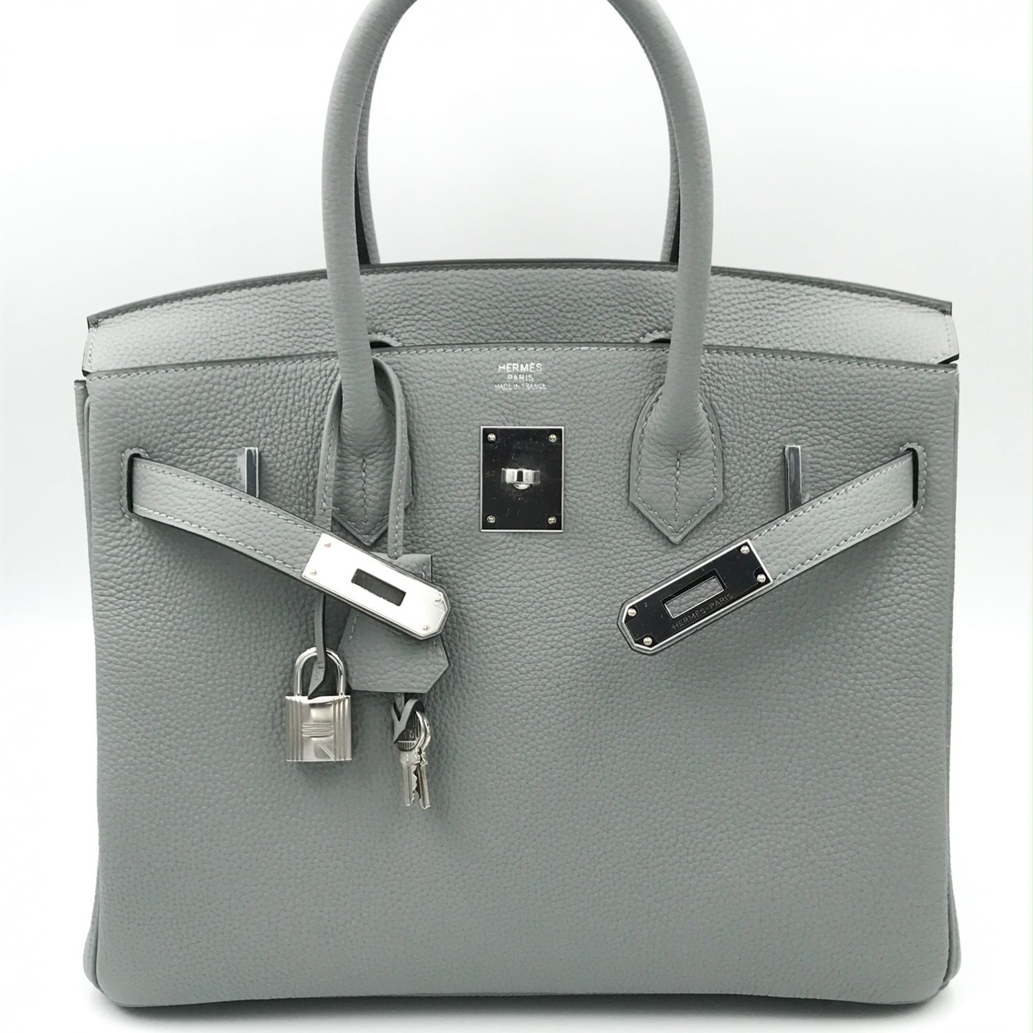 Hermes Birkin 30 Bag Gris Mouette Gold Hardware Togo Leather