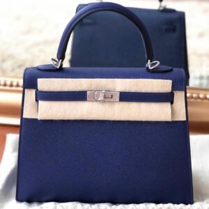 Hermes Kelly 25 Sellier Bleu Brighton Epsom Gold Hardware #C