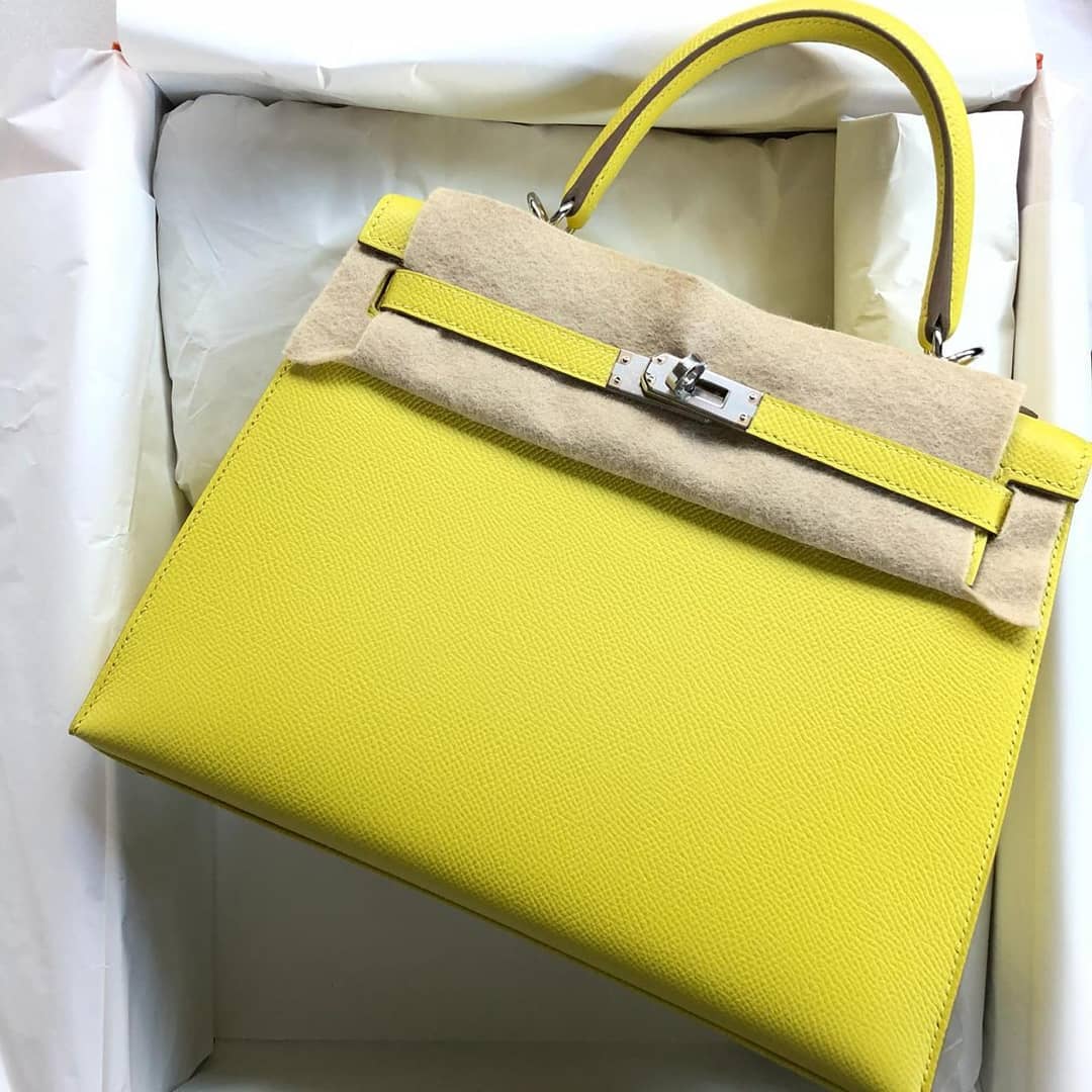 Hermes Kelly 25 Epsom Etoupe Palladium Hardware