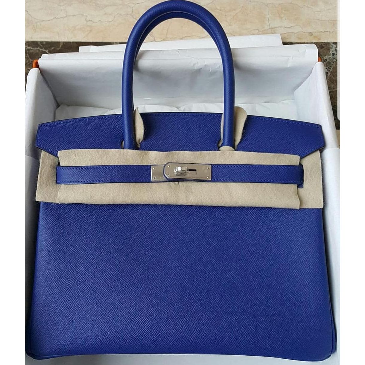 Hermes Birkin 30 Bleu Electrique Epsom Palladium Hardware R