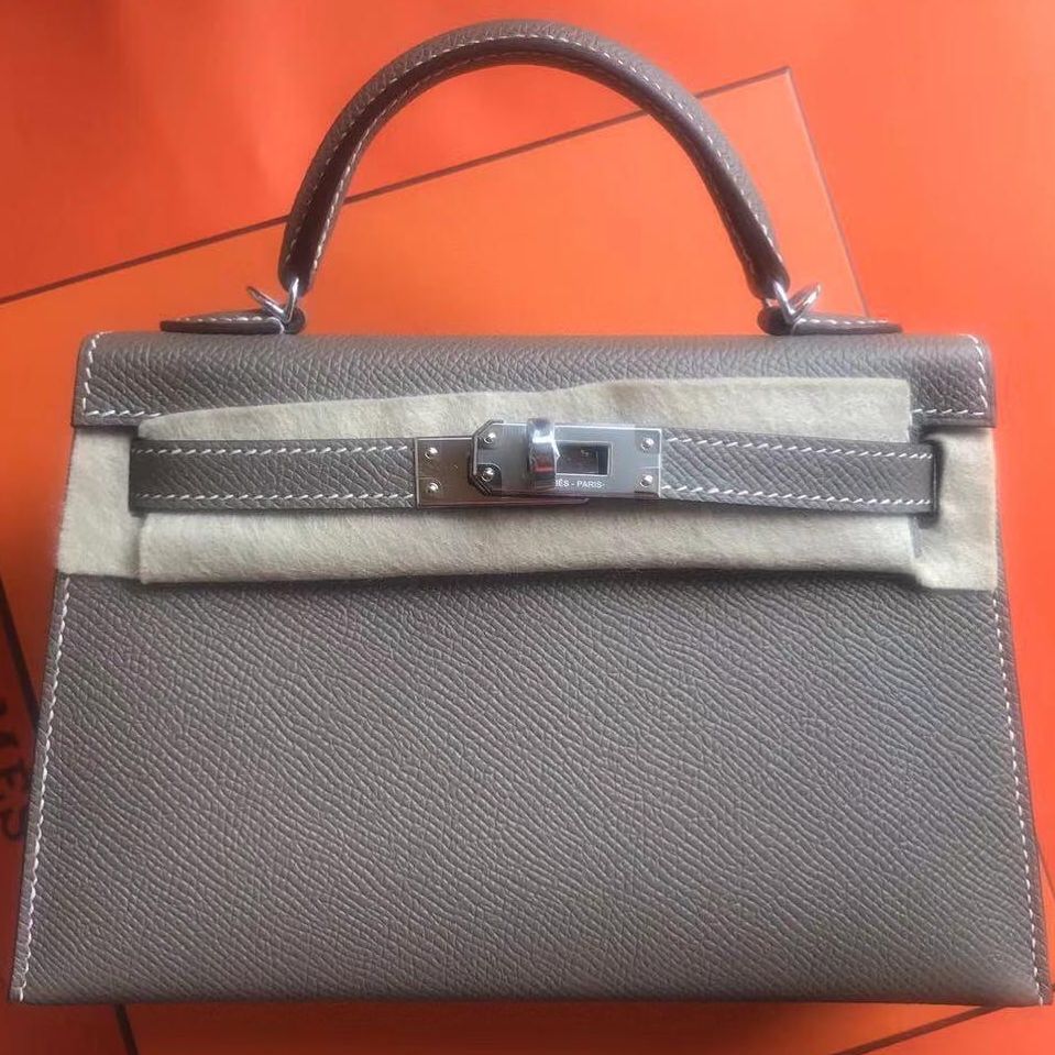 Hermes Kelly 20 Mini Sellier Etoupe Epsom Palladium Hardware #D - Vendome  Monte Carlo