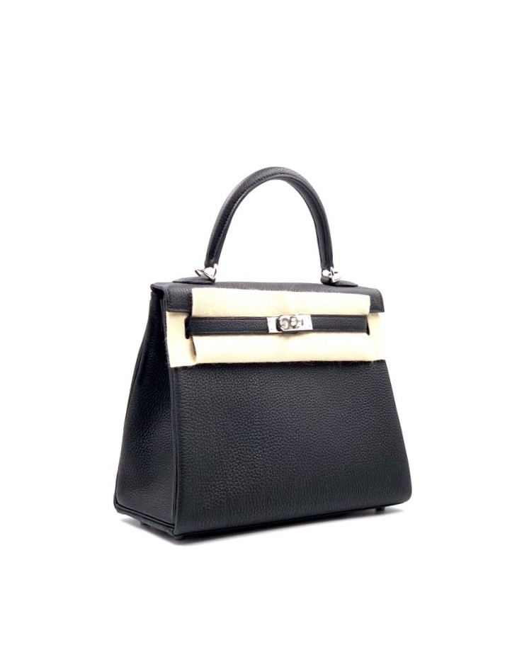 Hermes Kelly 25 Retourne Noir (Black) Togo Palladium Hardware #C - Vendome  Monte Carlo