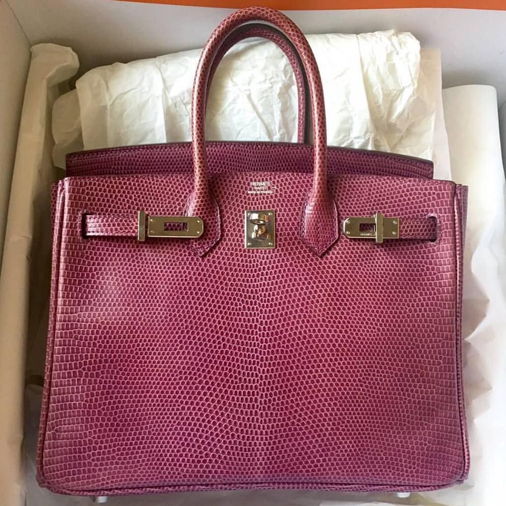 Hermes Birkin 25 In Red: Lizard Handbag