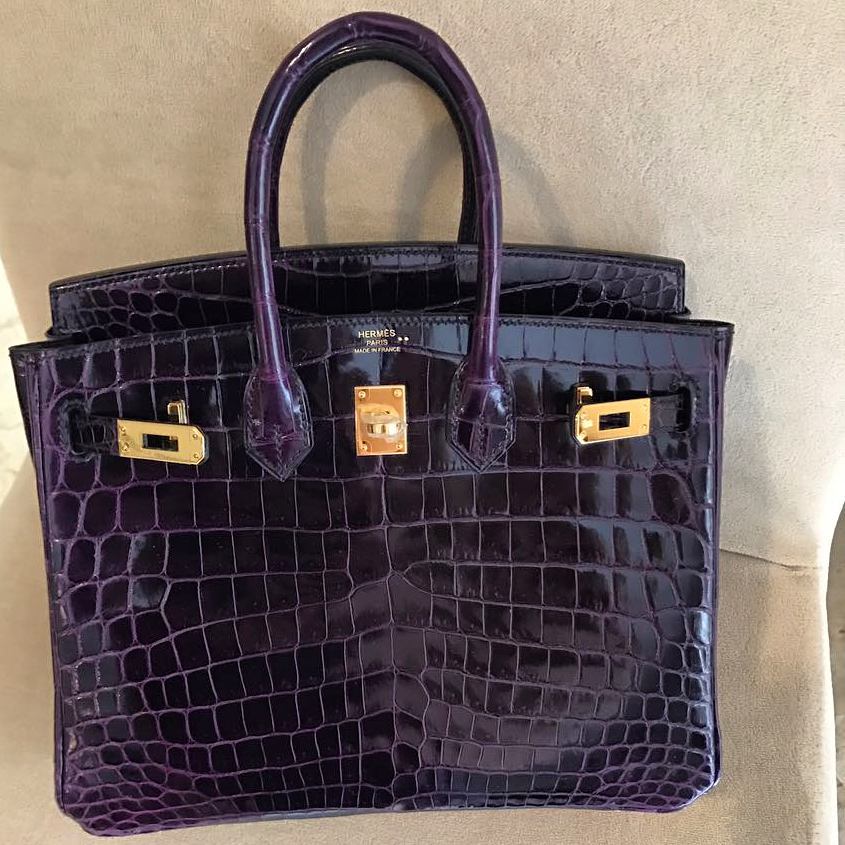 Hermes Birkin 25 Black Shiny Niloticus Gold Hardware - Vendome Monte Carlo