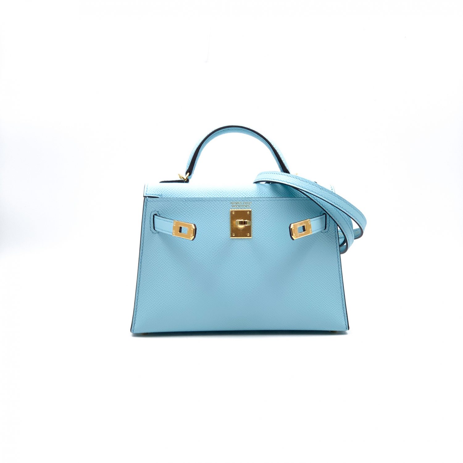 Hermes Kelly 20 Mini Sellier Bleu Zephyr Epsom Gold Hardware #C