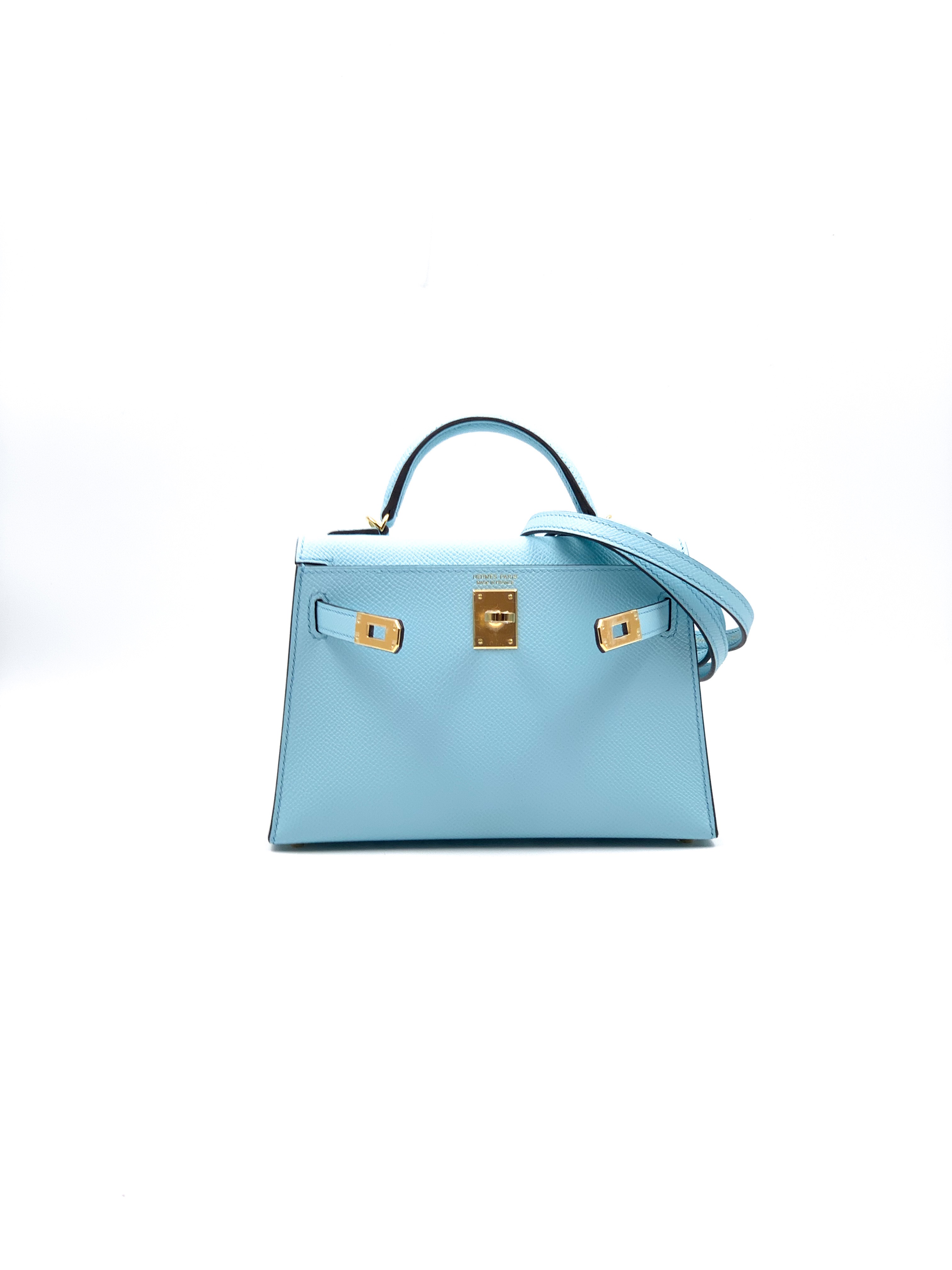 Hermès Hermes Mini Kelly 20 II Blue Zephyr Epsom with Palladium Hardware  mint condition Light blue Leather ref.125996 - Joli Closet